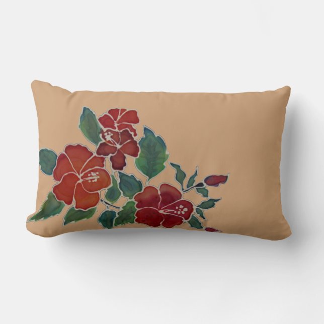 Pillow - Red Hibiskus Blume Lendenkissen (Vorderseite)