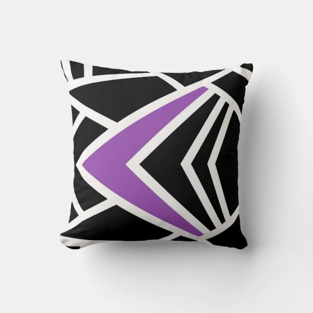 Pillow Schwarzes, weißes u. Lila in der Kissen (Vorderseite)