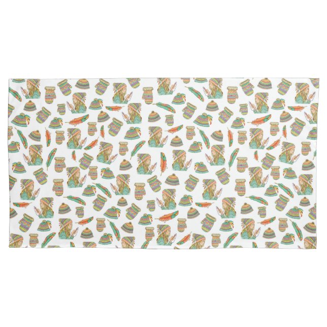 Pillow Sham Boho Hat Girl Kissenbezug (Vorderseite)