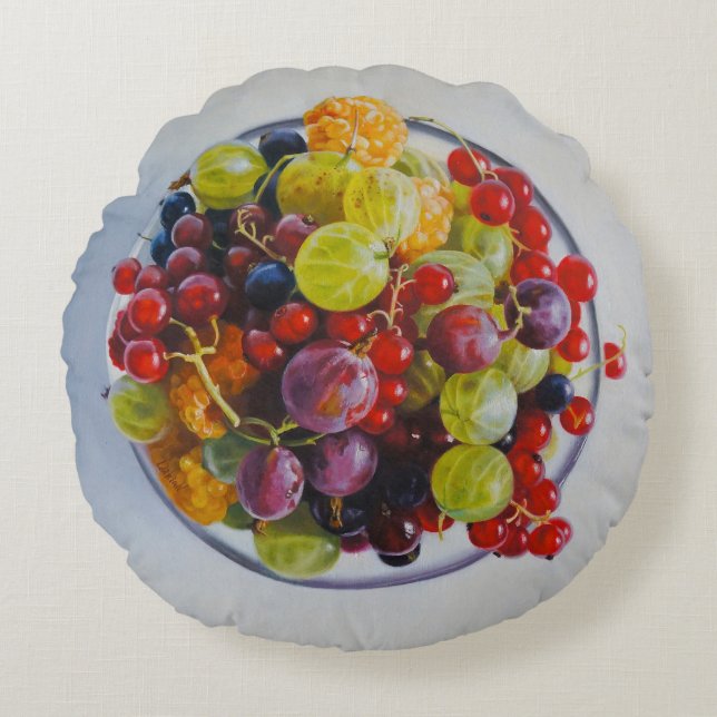 Pillow Summer Berries Rundes Kissen (Vorderseite)