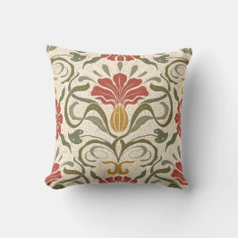 Pillow with a vintage floral pattern in red, green kissen
