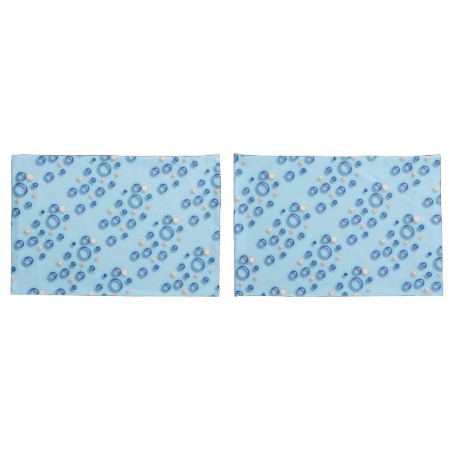 Pillowcase - Blaue und weiße Blasen auf blau Kissenbezug (Rückseite-Set)
