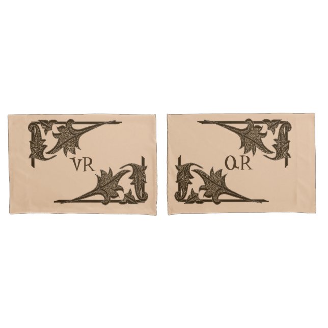 Pillowcase - Leafy Brackets with Initial Kissenbezug (Vorderseite-Set)