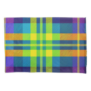 Pillowcase Niedlich Bright farbig Grün Lila Karier Kissenbezug