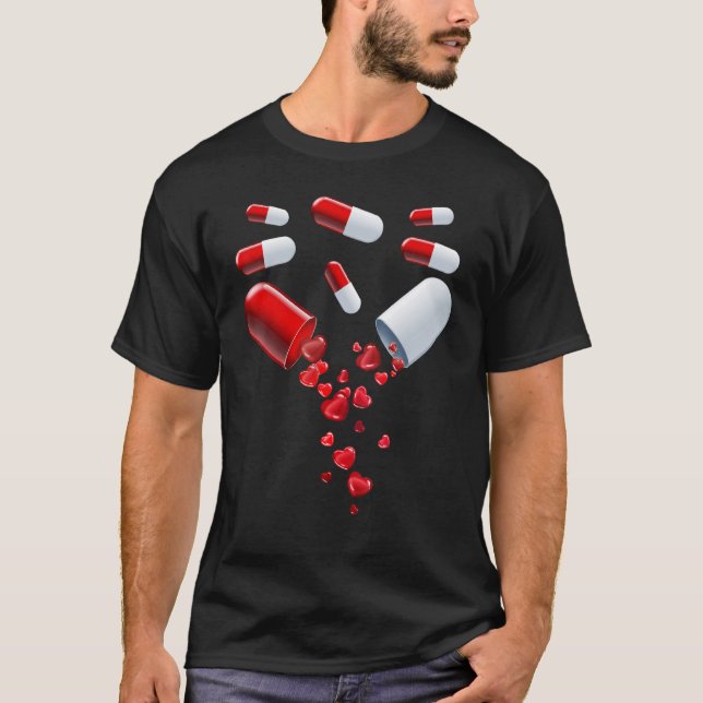 Pills Heart Liebe Valentines Hearmedizin Pharma T-Shirt (Vorderseite)