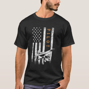 Pilot American Flag Flugzeug Design Aviation T-Shirt