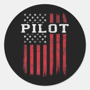 Pilot American Flag USA Patriot Patriotic Runder Aufkleber