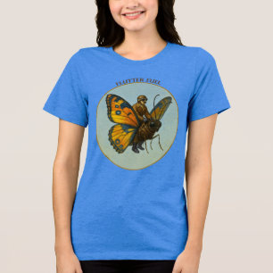 Pilot auf dem Rücken eines riesigen Schmetterlings Tri-Blend Shirt