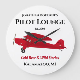 Pilot Aviation Flugzeug Lounge Pub Bar Schild Große Wanduhr