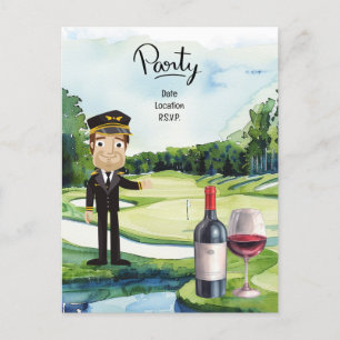 Pilot Aviation Industry Golfer beim Golfball Postkarte