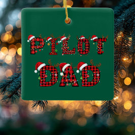 Pilot Dad Christmas Letters Lights Ornaments Funny Keramikornament