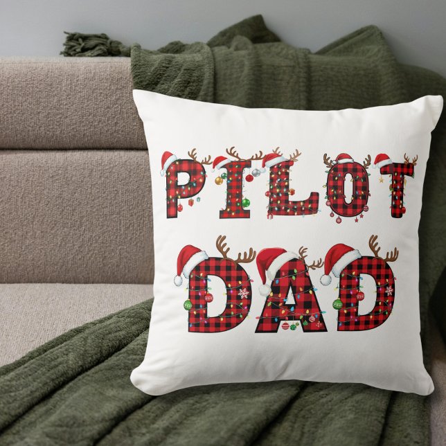 Pilot Dad Christmas Letters Lights Ornaments Funny Kissen (Von Creator hochgeladen)