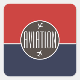 Pilot eines Funky-Flugzeug-Flugzeugs Quadratischer Aufkleber