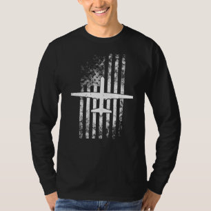Pilot eines Militärflugzeugs mit Vintager Flagge d T-Shirt