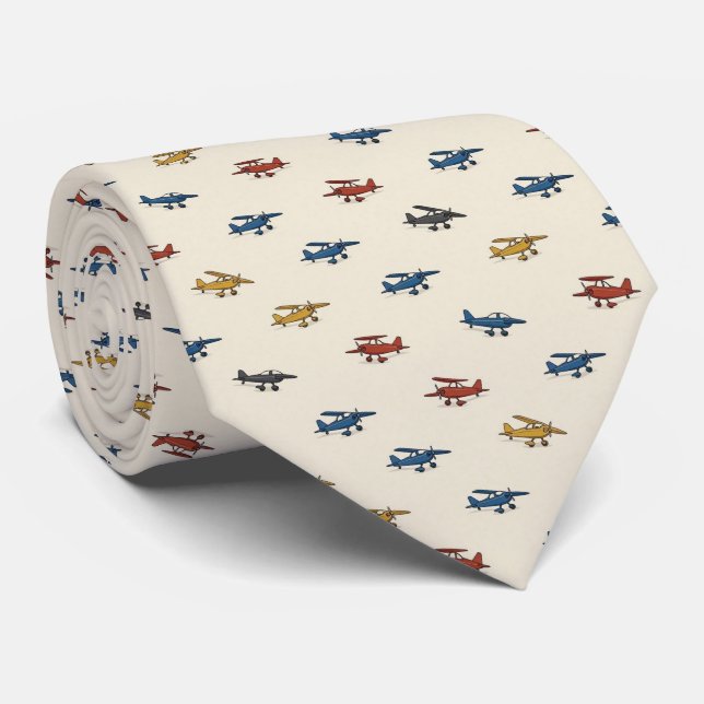 Pilot Faux Seide | Mikro-Flugzeug-Designer-Stil Krawatte (Gerollt)