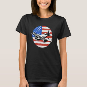 Pilot Flugzeug American Flag Flugzeug Aviation for T-Shirt
