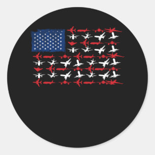 Pilot Flugzeug American Flag Flugzeug Aviation Ind Runder Aufkleber