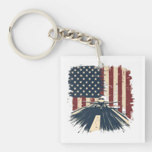 Pilot Flugzeug Amerikanische Flagge Flugzeug Luftf Schlüsselanhänger