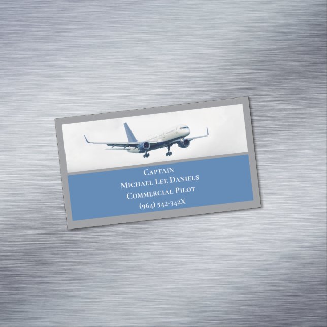 Pilot-Flugzeug eines Flugzeugkapitän in Sky Magnetische Visitenkarte (Beispiel)