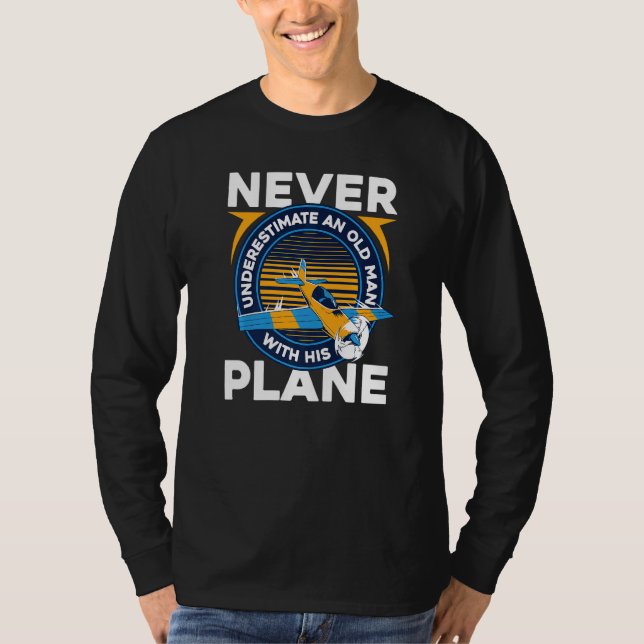Pilot Flugzeug Flug Alter Mann Premium T-Shirt (Vorderseite)