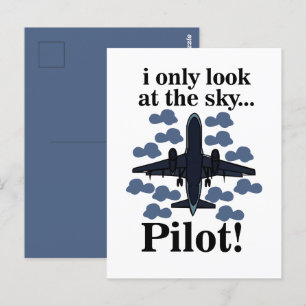Pilot Flugzeug Ich schaue nur in den Himmel Pilot Postkarte