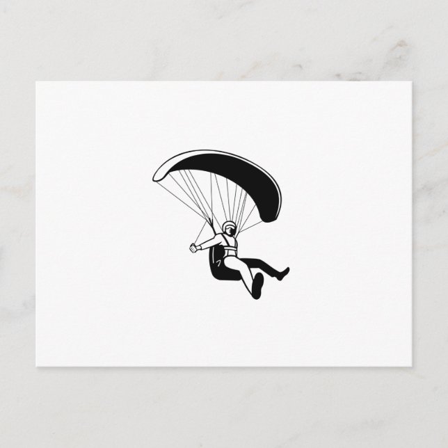 Pilot Flying Paraglider Paragliding Mascot Black a Postkarte (Vorderseite)