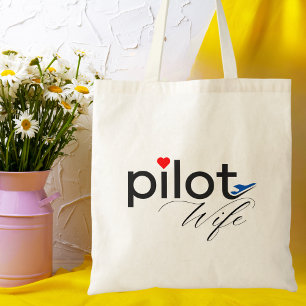 Pilot Frau Typografie & Flugzeug Einfach, Minimali Tragetasche