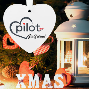 Pilot Freundin Typografie & Flugzeug, Personalisie Ornament