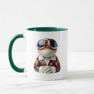 Pilot Frosch Aviator Süßes Charakterdesign Grüne A Tasse