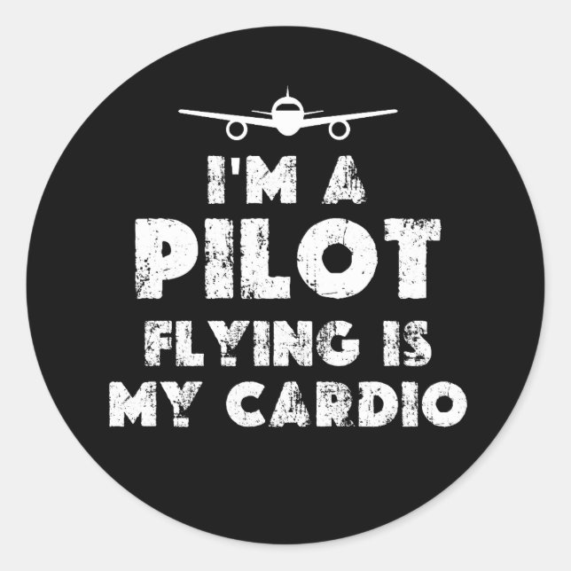 Pilot Funny Runder Aufkleber (Vorderseite)