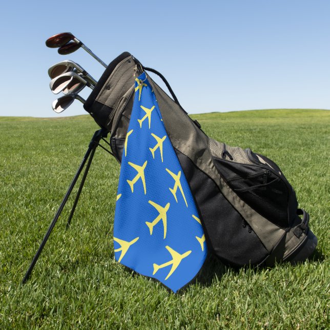 Pilot für Funkgelbes Flugzeug Golfhandtuch (Gras)