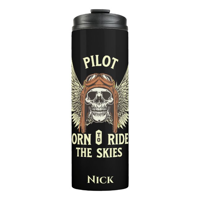Pilot, Geboren, um den Himmel zu befahren, Luftfah Thermosbecher (Vorderseite)