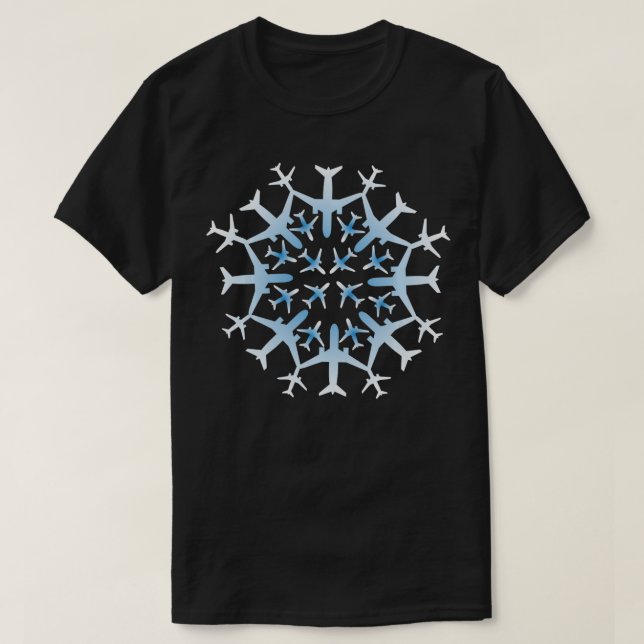 Pilot Geschenk Snowflake Flugzeuge Weihnachtsschne T-Shirt (Design vorne)