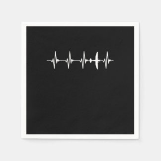 Pilot Heartbeat Flugzeug Aviation Airplane Aviator Serviette