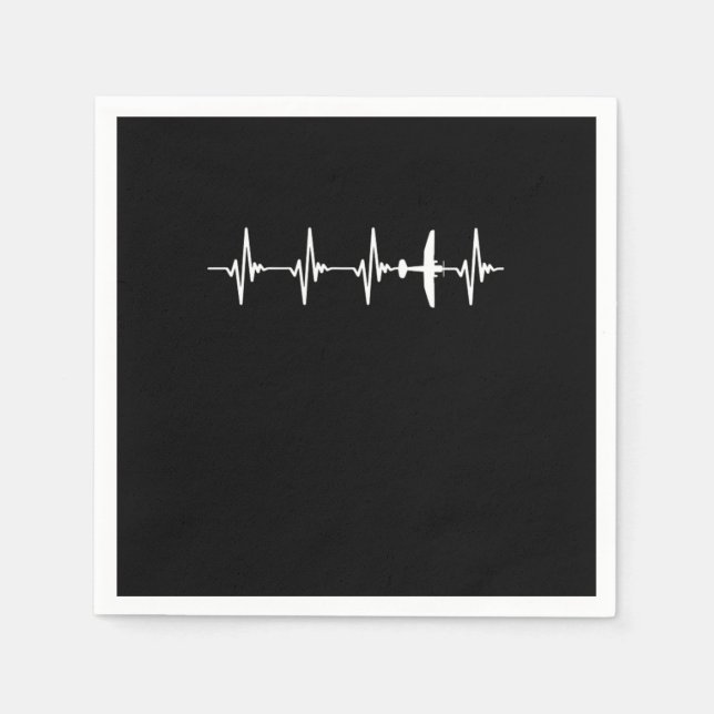 Pilot Heartbeat Flugzeug Aviation Airplane Aviator Serviette (Vorderseite)