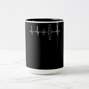 Pilot-Heartbeat-Geschenk für Flugzeuge Zweifarbige Tasse