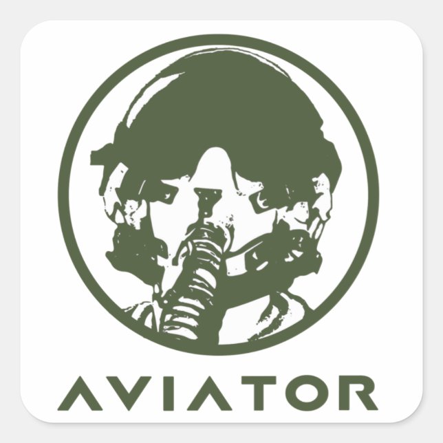 Pilot-Helm für Aviator Quadratischer Aufkleber (Vorderseite)