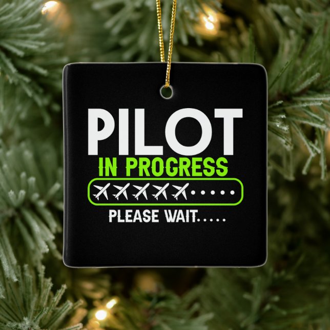 Pilot in der Flugschule für laufende Beladung Keramikornament (Baum)