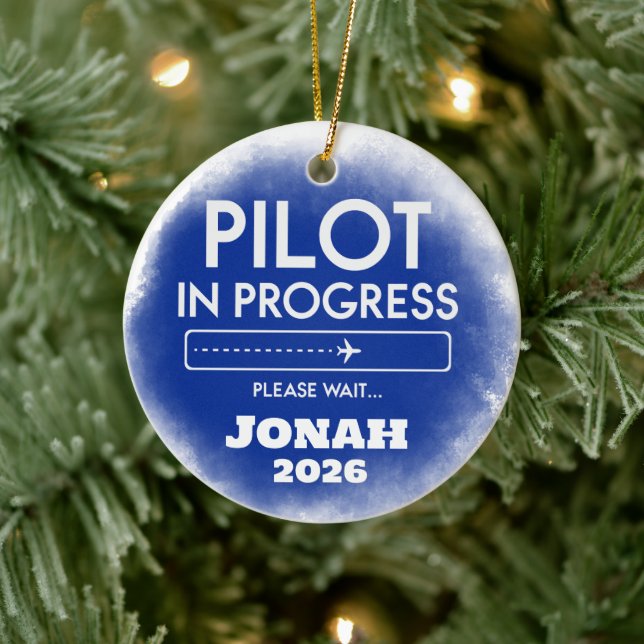 Pilot In Progress Graduation  Keramik Ornament (Baum)