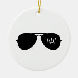 Pilot-INITIALS-MAV-Flugzeuge von Aviator-Sonnenbri Keramik Ornament