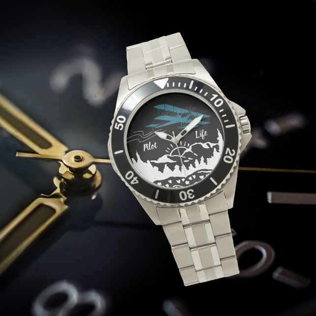 Pilot Lebensversicherung Typografie und Flugzeugbe Armbanduhr (Von Creator hochgeladen)