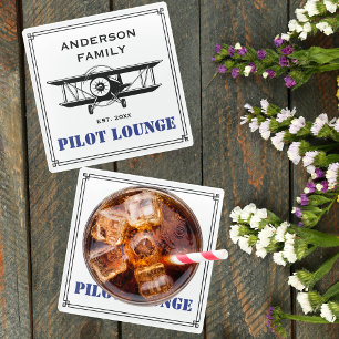 Pilot Lounge Flugzeug Familie Luftfahrt Personalis Glasuntersetzer