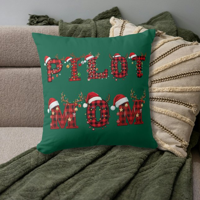 Pilot Mom Christmas Letters Lights Ornaments Funny Kissen (Von Creator hochgeladen)