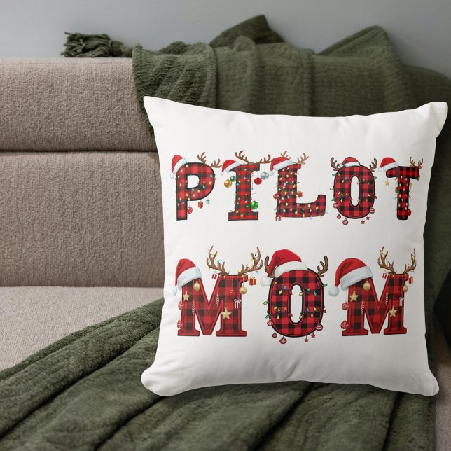 Pilot Mom Christmas Letters Lights Ornaments Funny Kissen (Von Creator hochgeladen)