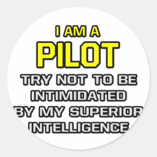 Pilot...Obere Intelligenz Runder Aufkleber