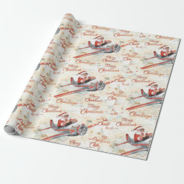 Pilot Santa is Flying for Christmas in the Sky Geschenkpapier