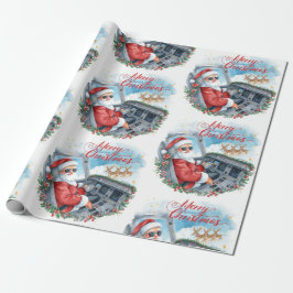Pilot Santa is Flying for Christmas in the Sky Geschenkpapier