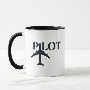 Pilot Schrift & Flugzeug, Einfach, Minimalistisch Tasse