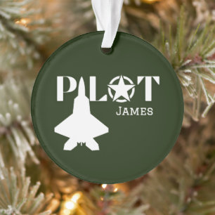 Pilot Schrift & Militärflugzeug, Minimalistisch Ornament