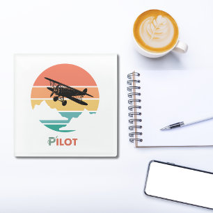 Pilot Schriftart,Vintage Retro,Einfaches Flugzeug Glasuntersetzer